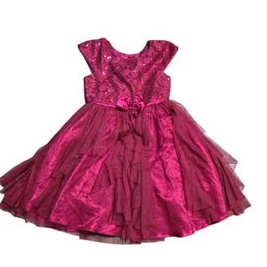 Jona Michelle Girls Burgundy Red Sequin Lace Tulle Party Dress Formal Size 8